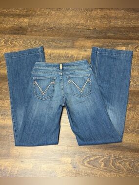 Ariat Perfect Rise Trouser Jeans Women 28L Blue Denim Western Wide Leg Stretch